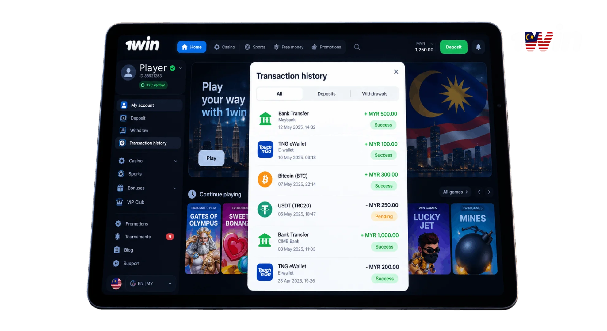 1win payout rules and KYC verification