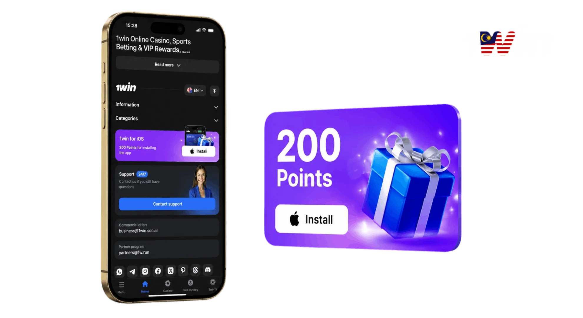 App exclusive bonuses and rewards for 1win Malaysia mobile users